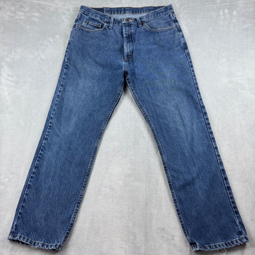Vintage Y2K Wrangler Premium Quality Men's Straight Leg Blue Denim Jeans 36x30